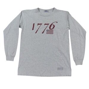 Bayside 1776 T-Shirt Mens Medium Gray Declaration Independence USA Made 2 Sided